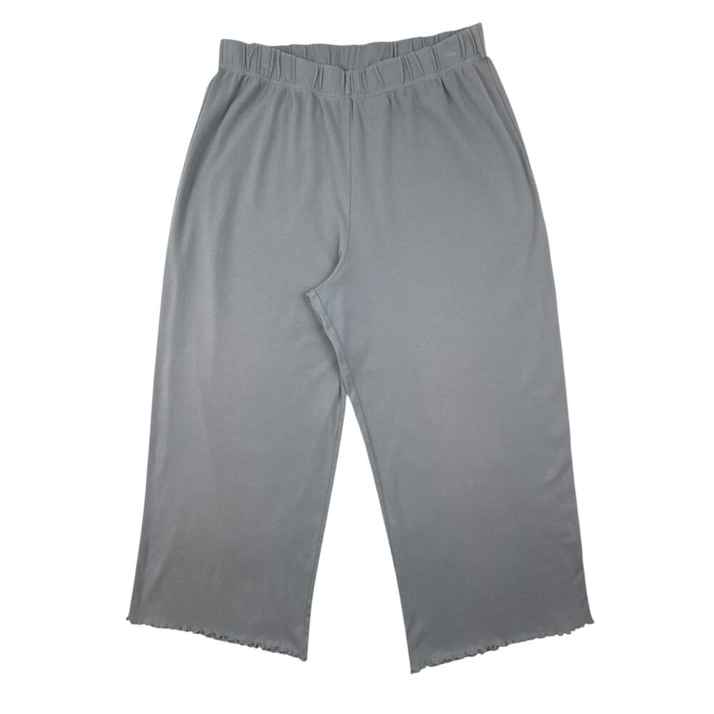 Prairie Cotton Pull-On Cropped Lounge Pants Lettuce Edge Gray 100% Cotton Knit S